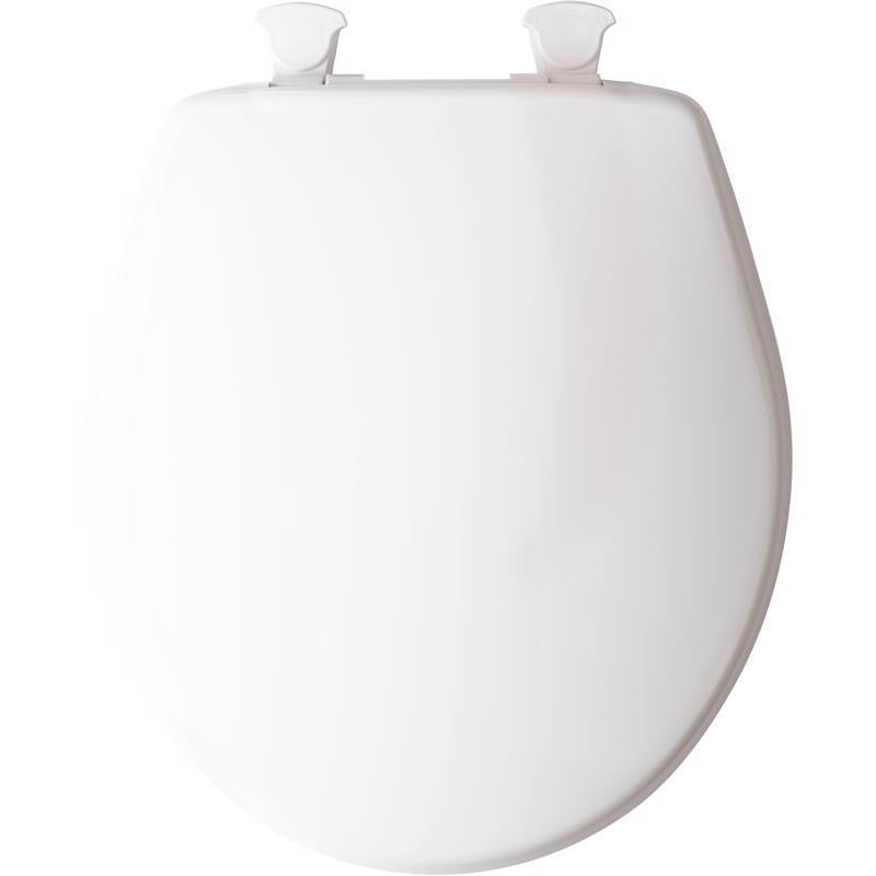 Mayfair by Bemis Round Plastic Toilet Seat White Never Loosens Removes for Cleaning