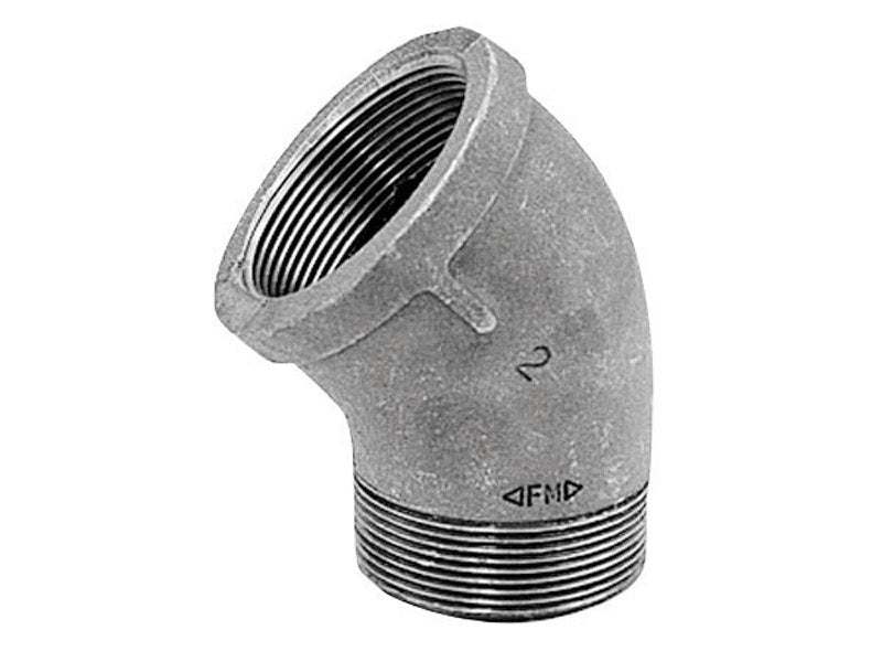 Anvil 8700128203, Malleable Iron Pipe Fitting, 45 Degree Street Elbow, 1/2'' NPT Male x NPT Female, Black Finish