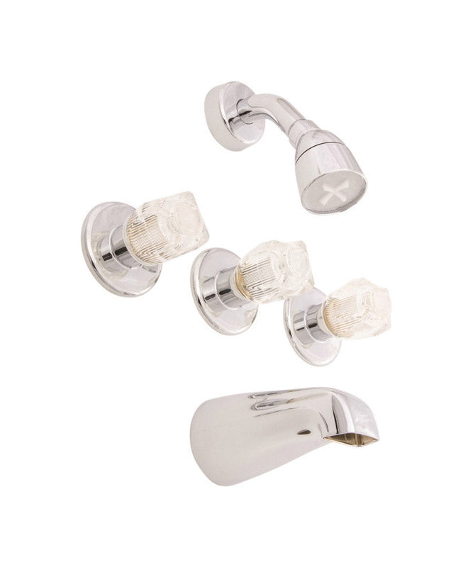 American Brass Tub and Shower Faucet 3 Knobs Jocelyn Brass Finish Brass Material