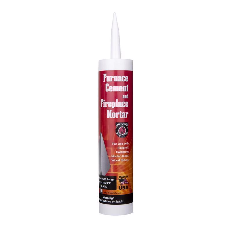Meeco's Red Devil 120 Black Furnace Cement & Fireplace Mortar - High-Temperature Silicate Cement for FireBrick, Gasketing, Mortar Joints & Wood Stoves (10.3 fl oz Cartridge) - Made in the USA