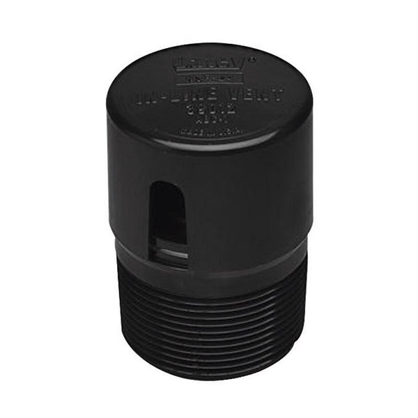Oatey 39012 1.5 in. NPT ABS in-Line Vent, Black