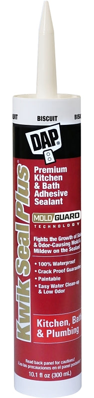DAP 18519 Kwik Seal Plus Bisquit 10.1 12 Raw Building Material, 10.1 oz, Biscuit