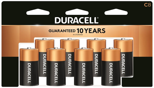 Duracell Coppertop C Batteries, 8 Count (Pack of 1), C Battery with Long-lasting Power, All-Purpose Alkaline Battery for Household and Office Devices MN14R8DWZ17