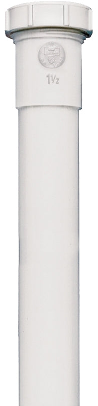 Plumb Pak PP40-8W Extension Tube, 1-1/2 in Dia X 8 in L, Slip Joint, Plastic, 1-1/2" x 8", White