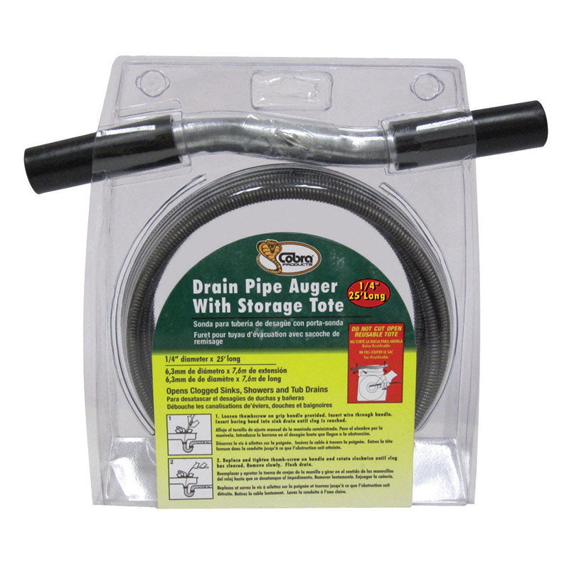 Cobra Products 10250 Drain Auger Tote, 1/4" x 25'', No Color
