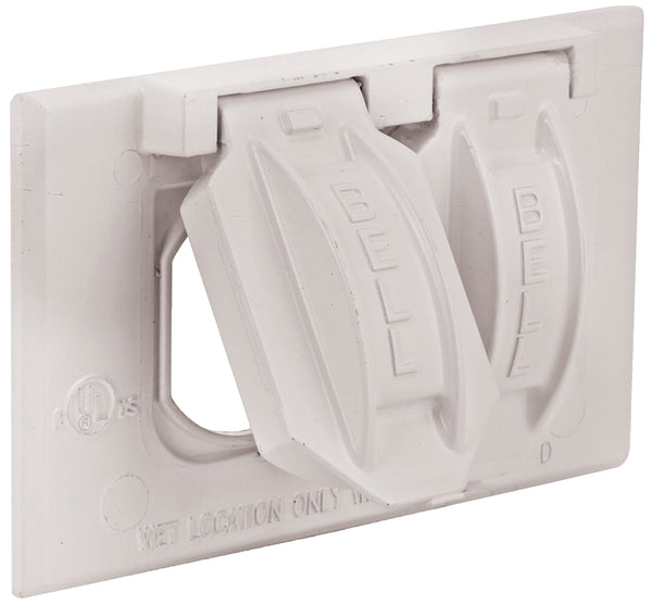 Hubbell-Raco 5180-1 2-Hole Weatherproof Device Cover, 4-9/16 in L X 2-13/16 in W X 1 in T, White