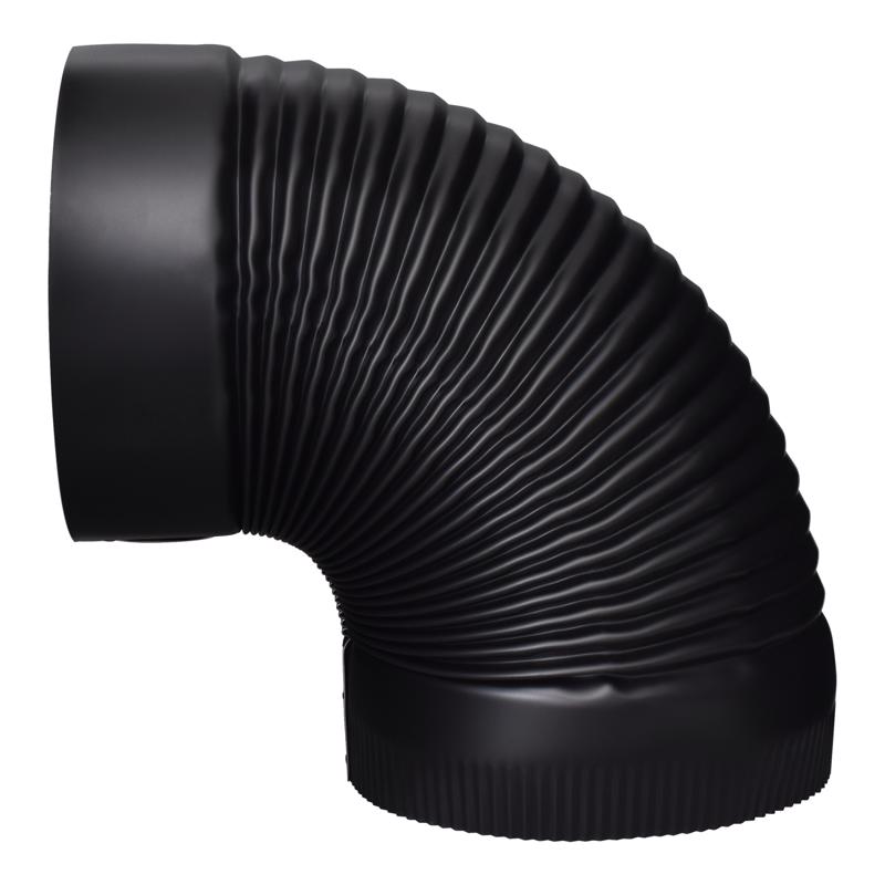 UNITED STATES HDW BM0025 8" Corrugated Elbow, Black