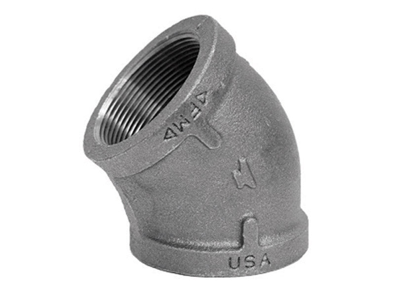 Anvil 8700126702, Malleable Iron Pipe Fitting, 45 Degree Elbow, 1'' NPT Female, Galvanized Finish