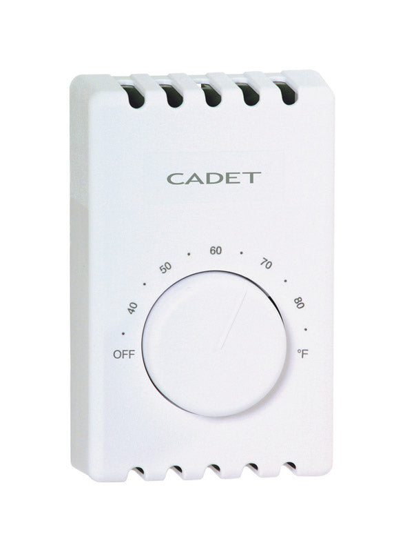Cadet Double Pole Mechanical Wall Thermostat for Electric Heaters (Model: T522-W), 22 Amp, White 08301