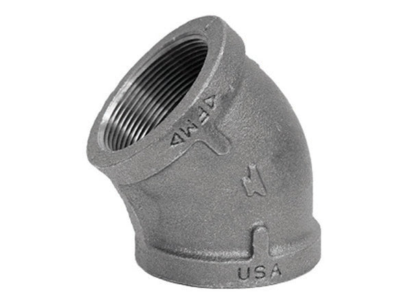 Anvil 8700126157, Malleable Iron Pipe Fitting, 45 Degree Elbow, 1/2'' NPT Female, Black Finish