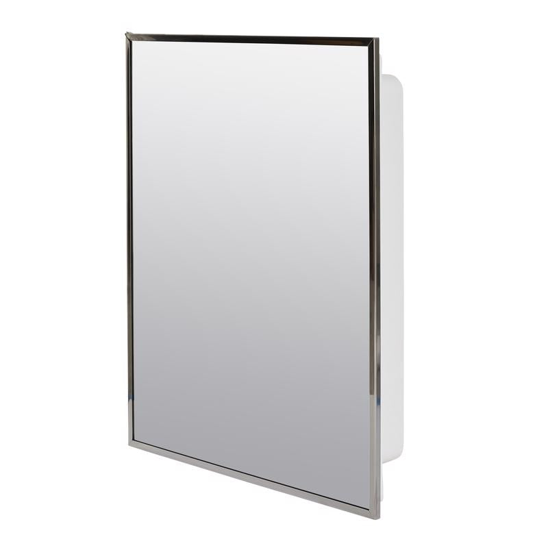 Zenith Products X311 Stainless Steel Frame Swing Door Medicine Cabinet, Surface or Recess Mount, 16.13'' x 20.13'' x 4''