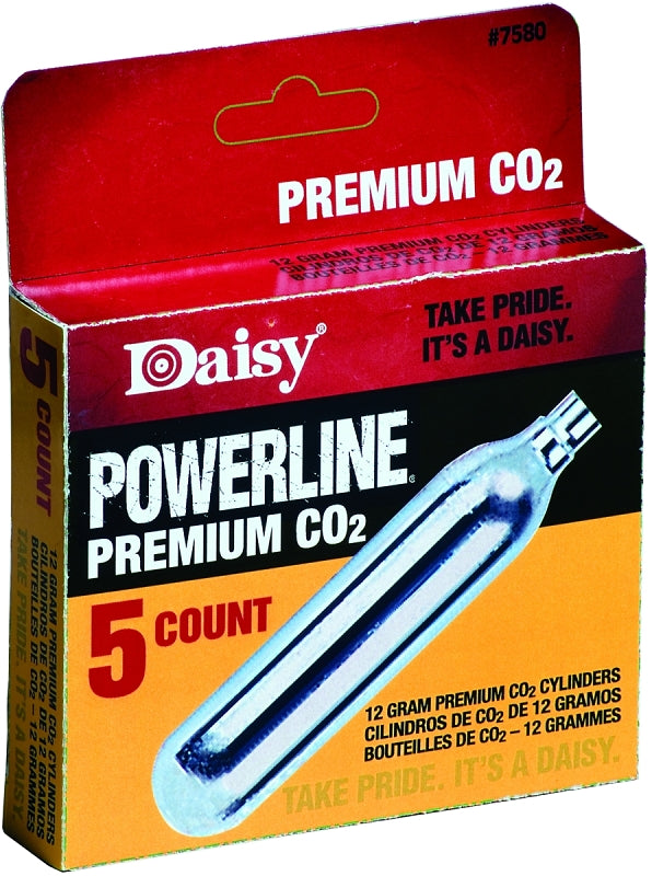 Gamo Daisy unisex adult 5 Count 12 gm cylinders CO2 Cartridges, Silver, pack US 7580