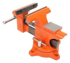 Adjustable Clamp Pony Tools 24545 4-1/2in. Light Duty Bench Vise with Swivel Base, Orange