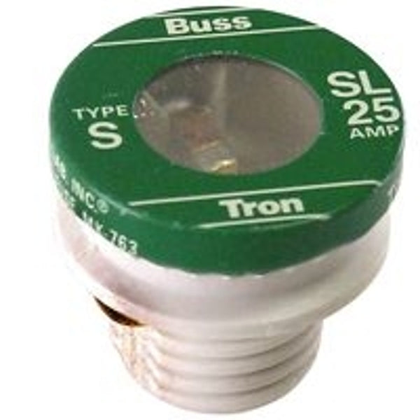 Bussmann SL-25 Medium Duty Time Delay Plug Fuse, 125 Vac, 25 A, 10 Ka