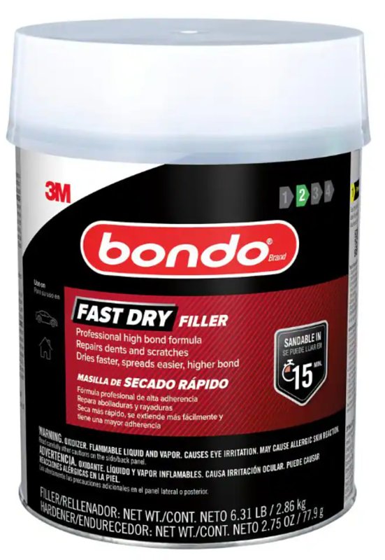 Bondo Fast Dry Filler 6.31 lb with Hardener 2.75 oz, Premium Formula Repairs Dents and Scratches, Dries Faster, Spread Eaiser (FD-GAL-ES)