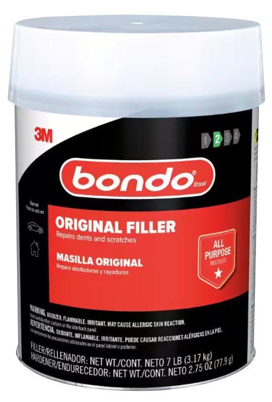 Bondo Original Filler 7 lb with Hardener 2.75 oz, Repairs Dents, Dings, Holes, and Scratches, Multi-Surface Use on Wood, Aluminum, Concrete, and Fiberglass (OR-GAL-ES)