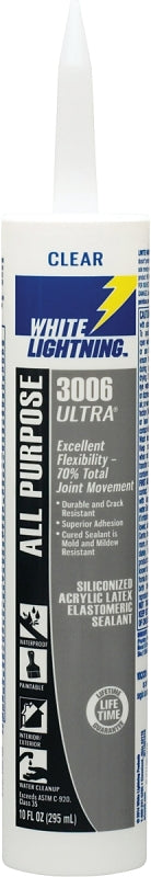 White Lightning W11001010 Ultra Clear Caulk (12-Pack)