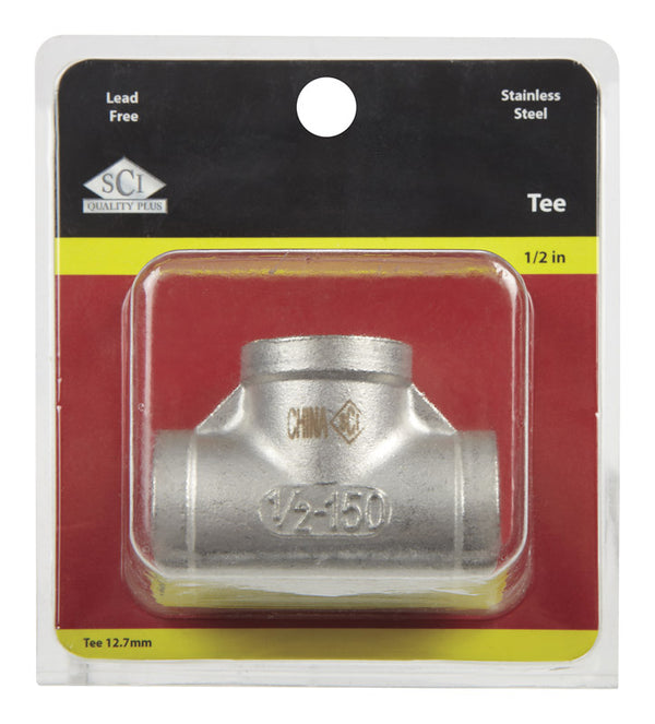 Smith Cooper 1/2 in. FPT x 1/2 in. Dia. FPT Stainless Steel Tee 4638102430