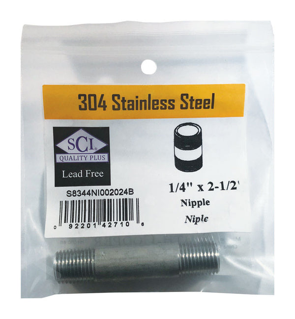 Smith-Cooper International Nipple SS 1/4 X 2.5 4632100230