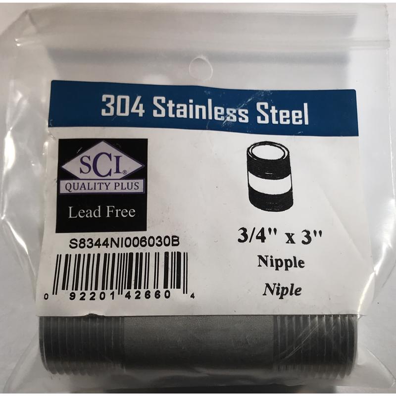 Smith-Cooper International Nipple 3/4"X3"