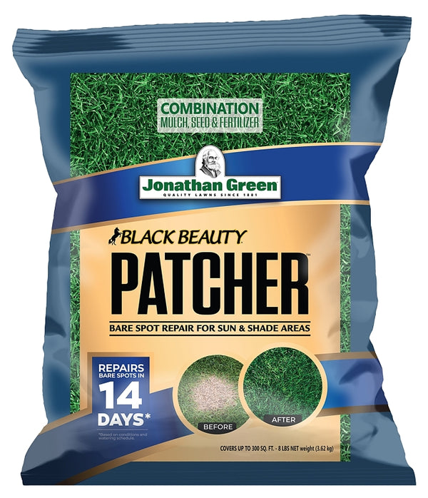 Jonathan Green (10451) Black Beauty Patcher Lawn Bare Spot Repair for Sun & Shade Areas - Cool Season Grass Seed, Fertilizer, & Mulch (7 lb)