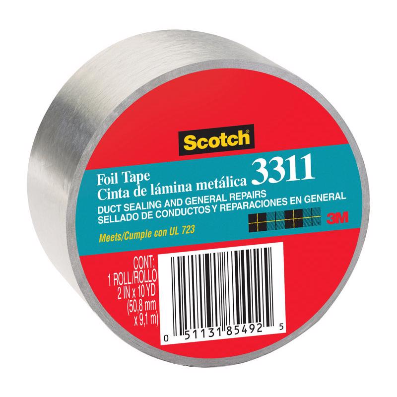 Scotch Aluminum Foil Tape 3311 Silver, 2 in x 10 yd 3.6 mil (Pack of 1) 3311-10A