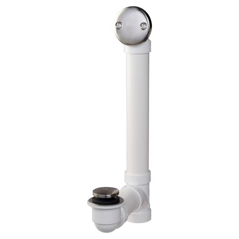 Keeney K630PVCDSBN Foot Lok Stop Bathtub Drain Kit, 1-1/2-Inch Fits All Standard Size Tubs, Brushed Nickel