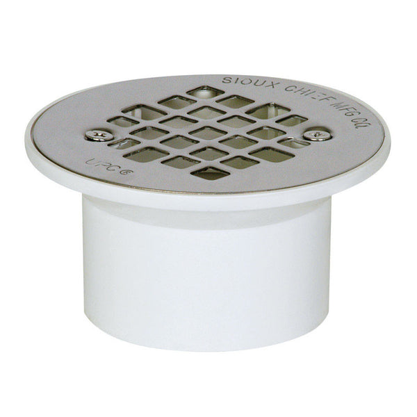 Sioux Chief PVC Floor Drain With Stainless Steel Strainer 840-2PPK