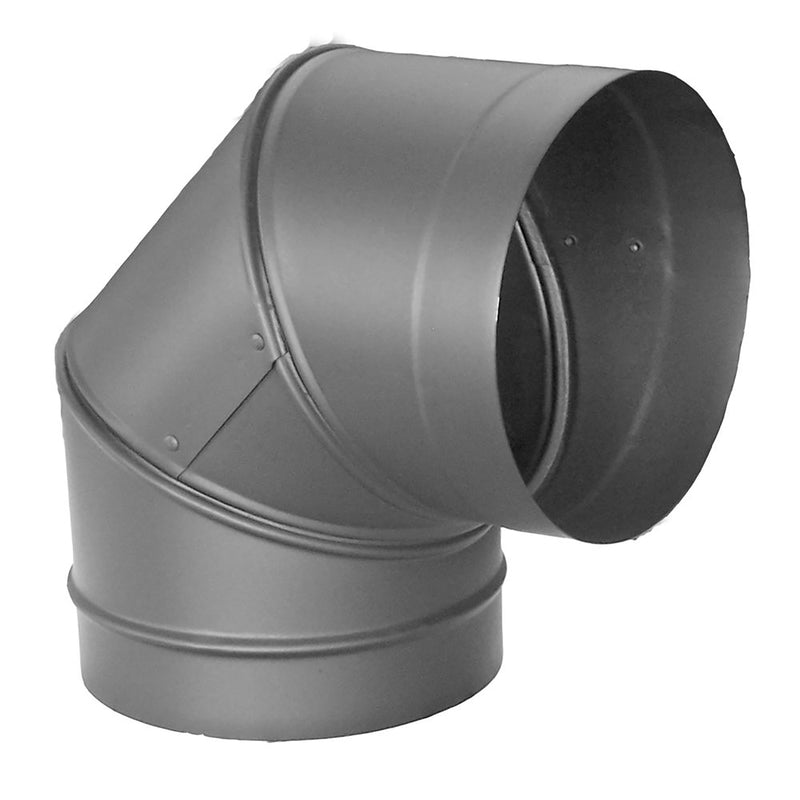 DuraVent DuraBlack 6 Inch 24 Gauge 430 Stainless Steel Easy Installation Single Wall Wood Burning Stove 90 Degree Elbow Connector, Black
