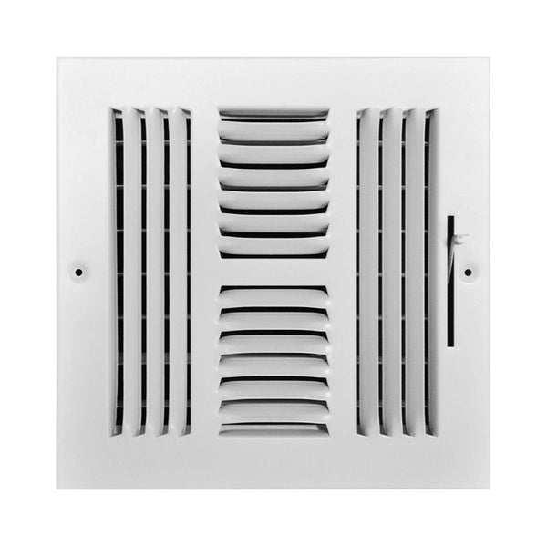 True Aire Ceiling Diffuser 4 Way 8 " X 8 " White Powder Coated Heavy Steel Construction C104M08X08 (2-Pack)