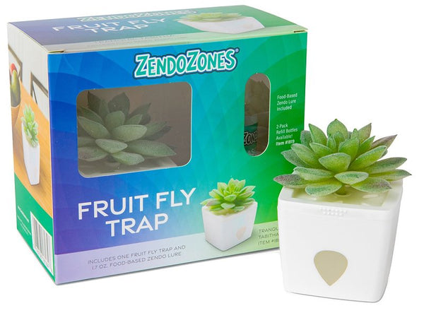 ZendoZones Fruit Fly Trap with Zendo Lure, Joyful Janet with Plastic White Base, Refillable and Reusable 1818-TT