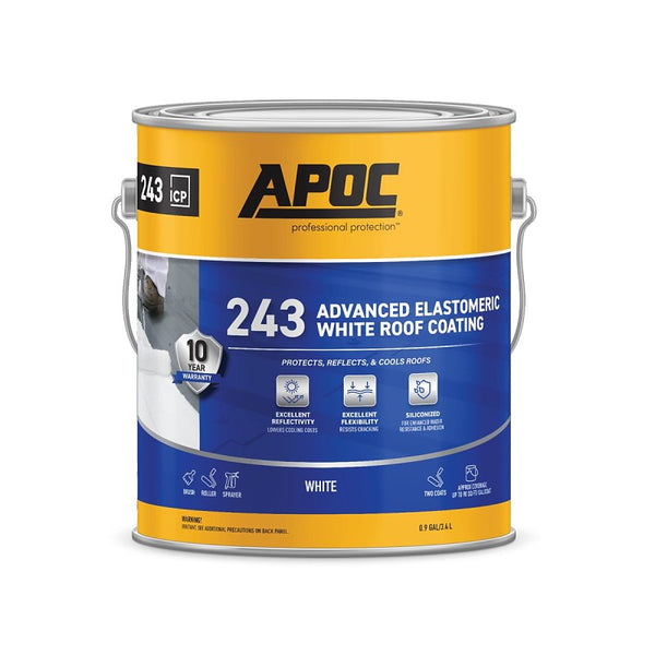 Apoc AP-243 Series Advanced ELASTOMERIC ROOF Coating, White, 1 GAL, Pail, Liquid AP-2431