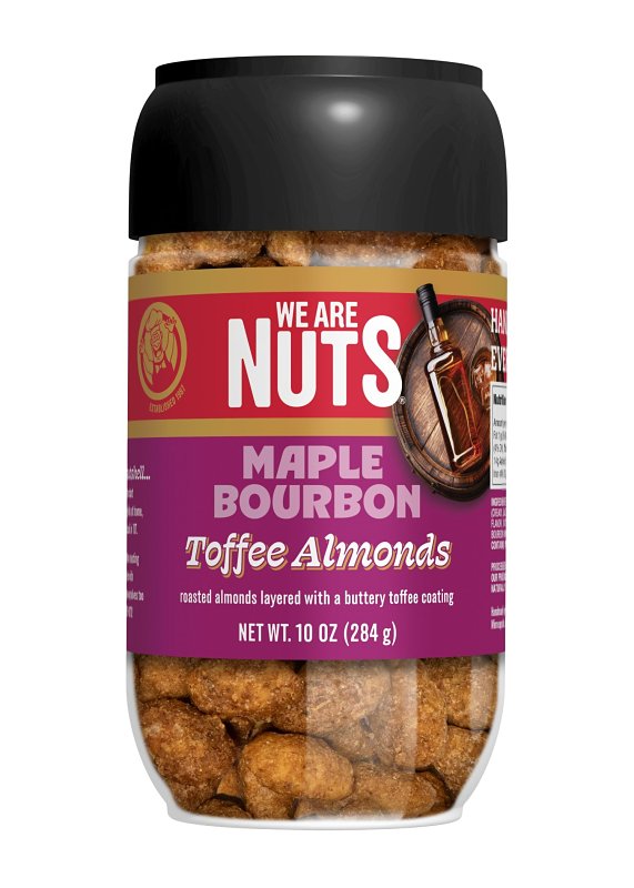 We Are Nuts Toffee Coated Nuts - Maple Bourbon Toffee Almonds - 1-Pack On The Go Jar (10 oz.)