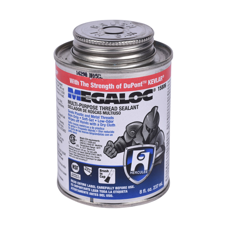 Hercules 15806 Megaloc Multi-Purpose Thread Sealant, Can, Blue, Liquid Paste, 8 oz./236 ml/1/2 Pint, 8 Fl Oz