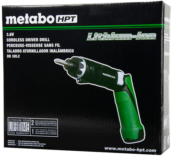 Metabo HPT Cordless Screwdriver Kit | 3.6V, Lithium Ion Batteries - 2, Dual Position Handle | LED Light | 21 Clutch Settings | Lifetime Tool Warranty | DB3DL2 DB3DL2M