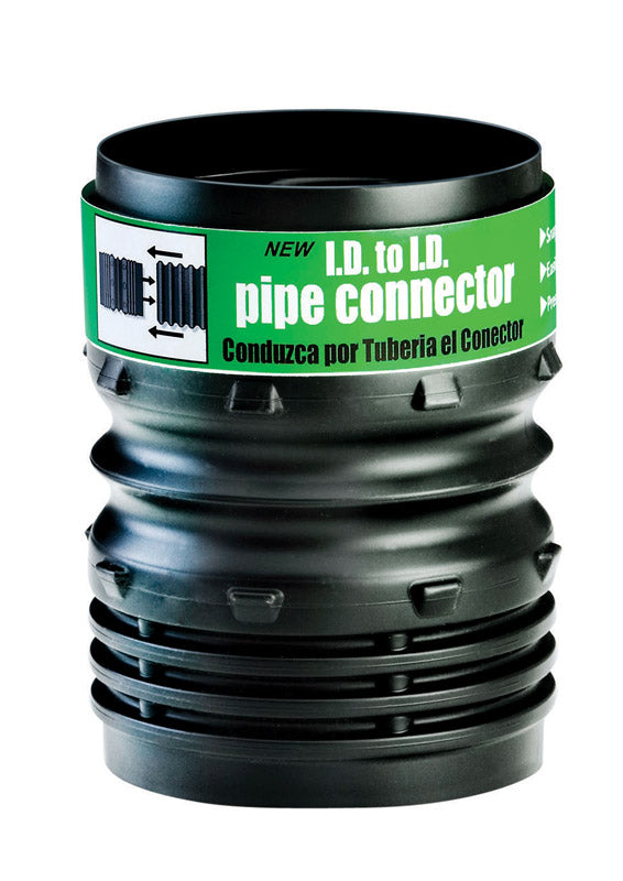 Flex-Drain ADP53302 I.D. to 4-Inch I.D. Pipe Connector, Landscaping Drain Pipe Adapter,black