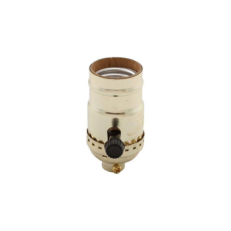 EATON Wiring 925ABD-SP-L 250-Watt Electrolier Medium Base Metal Shell Two Circuit Turn Knob Switch, Brass Dipped Aluminum