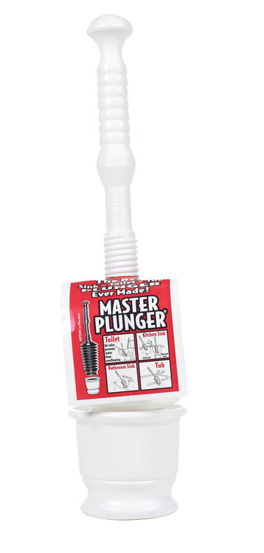 Master Plunger MP500-B4 Heavy Duty Bathroom Toilet Plunger Kit with Short Bucket. Equipped with Air Release Valve, White