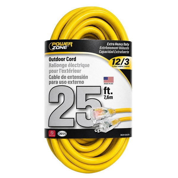 PowerZone OR500825/TW123Y25 Extension Cord Yellow