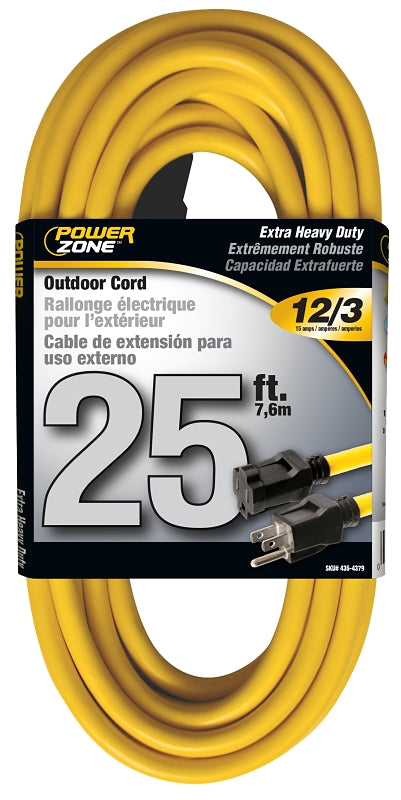 PowerZone Cord Ext Outdoor 12/3x25ft Yel OR500825