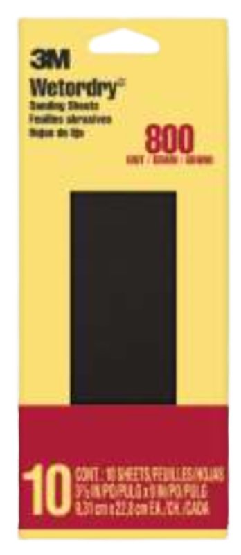 3M 3-2/3 in. x 9 in. Imperial Wetordry 800-Grit Sandpaper Sheets (10-Pack) 5922-18-CC