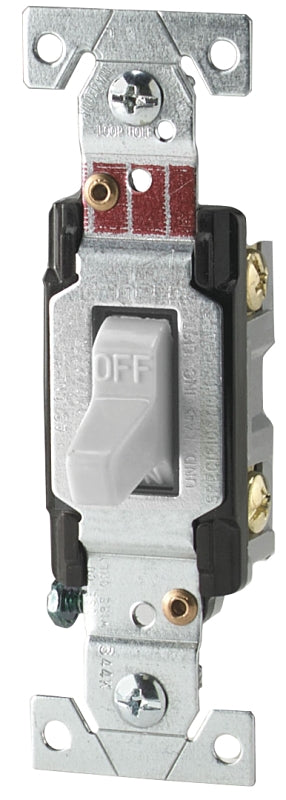 EATON CS120W Arrow Hart Cs Lighted Toggle Switch, 120/277 Vac, 20 A, 1 Pole, White