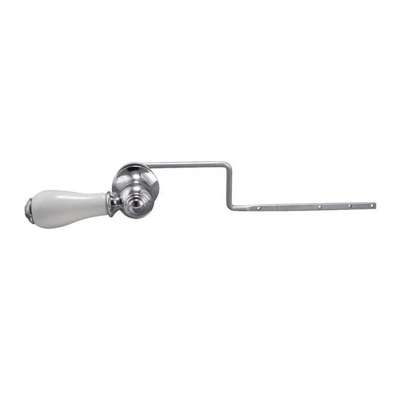 Plumb Pak PP836-70PCPOL Universal Fit Toilet Handle Tank Flush Lever, Decorative Faucet Style for Front, Side, or Angle Mount, 1 set, Porcelain and Chrome