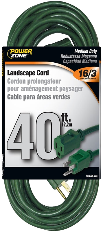 PowerZone Cord Extension Outdoor 16/3x40ft Green OR880628