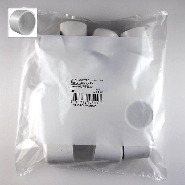 Charlotte Pipe Cap PVC 1" SCH40 10 Pk PVC02116C1000