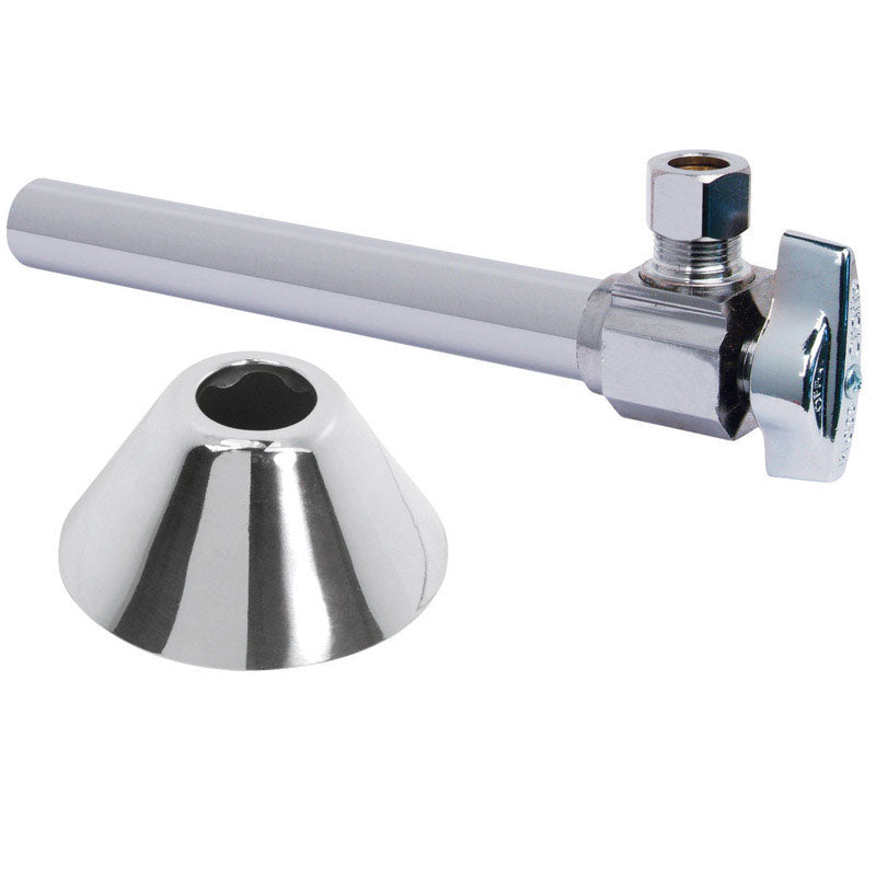 Brasscraft - Supply Valves KTCS40BX C Shut-Off Valve 1/4'' < 0.25 -Percent Lead Angle 3/8'' Od. Compression Chrome Plated Brass Die Cast