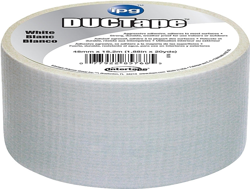 IPG JobSite DUCTape, Colored Duct Tape, 1.88" x 20 yd, White (Single Roll)