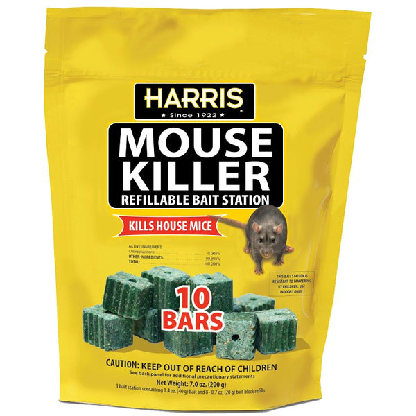 Harris Mouse Killer - 10 Bars with Refill Bait Station Mbars