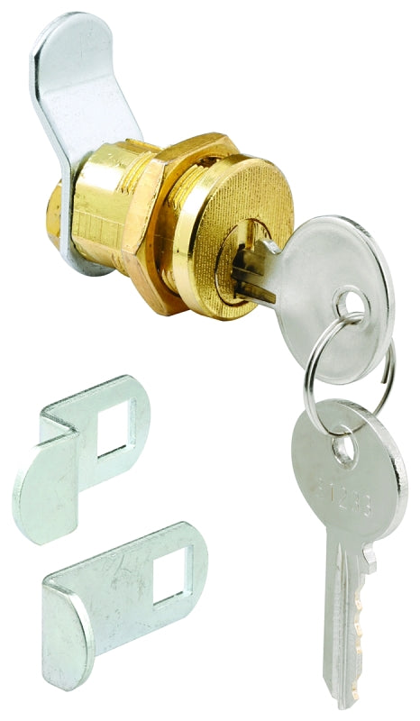 Prime-Line Defender Security S 4648 Mail Box Lock, 3 Cams, 5 Pin, Brass Plated, Pack of 1