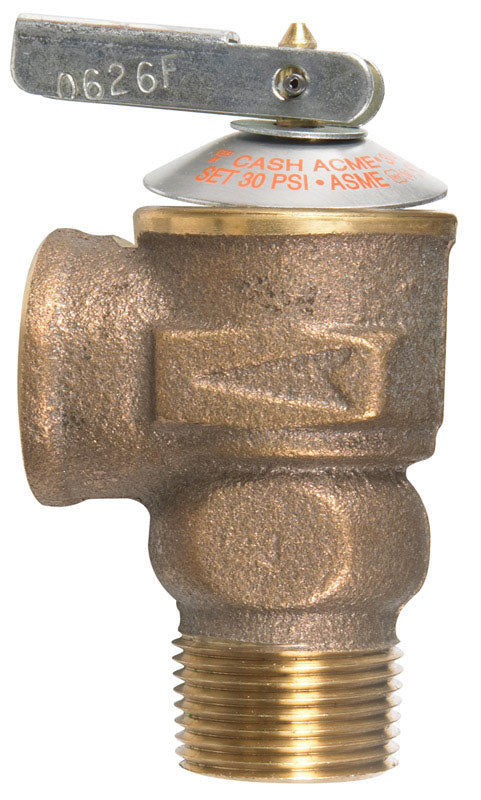 Cash Acme 3/4 Inch F-30 Safety Relief Pressure Release Valve, Brass Plumbing Fitting, 20166-0030